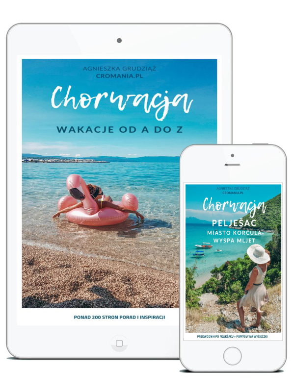 Zestaw e-booków 'Chorwacja – Wakacje od A do Z' oraz 'Chorwacja Pelješac' – kompleksowy przewodnik po Chorwacji, zawierający informacje o planowaniu podróży, atrakcjach turystycznych, najlepszych plażach i praktycznych wskazówkach dotyczących półwyspu Pelješac.